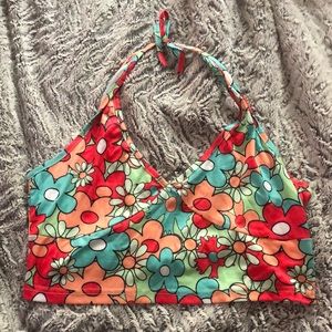 Shein neon flower-print crop